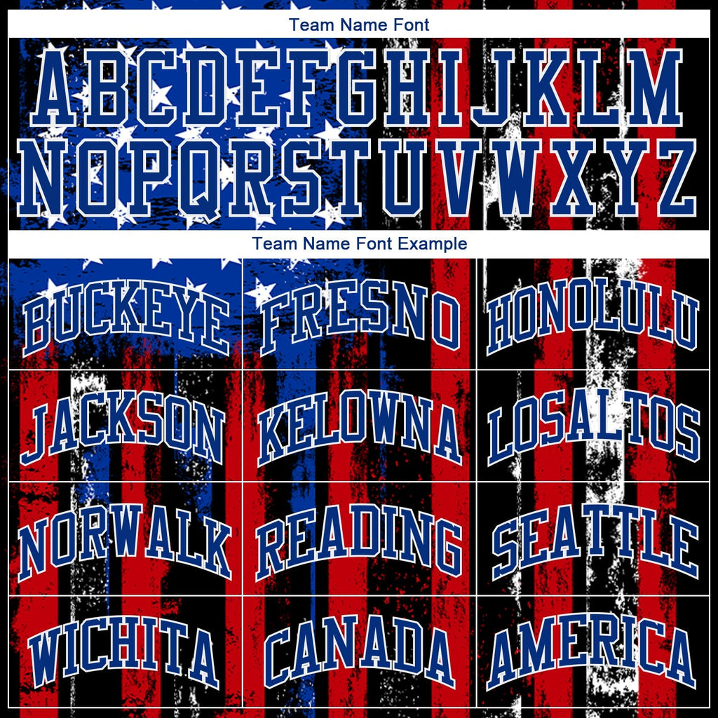 Custom Baseball Jersey - Black Red Royal-White 3D Distressed American Flag