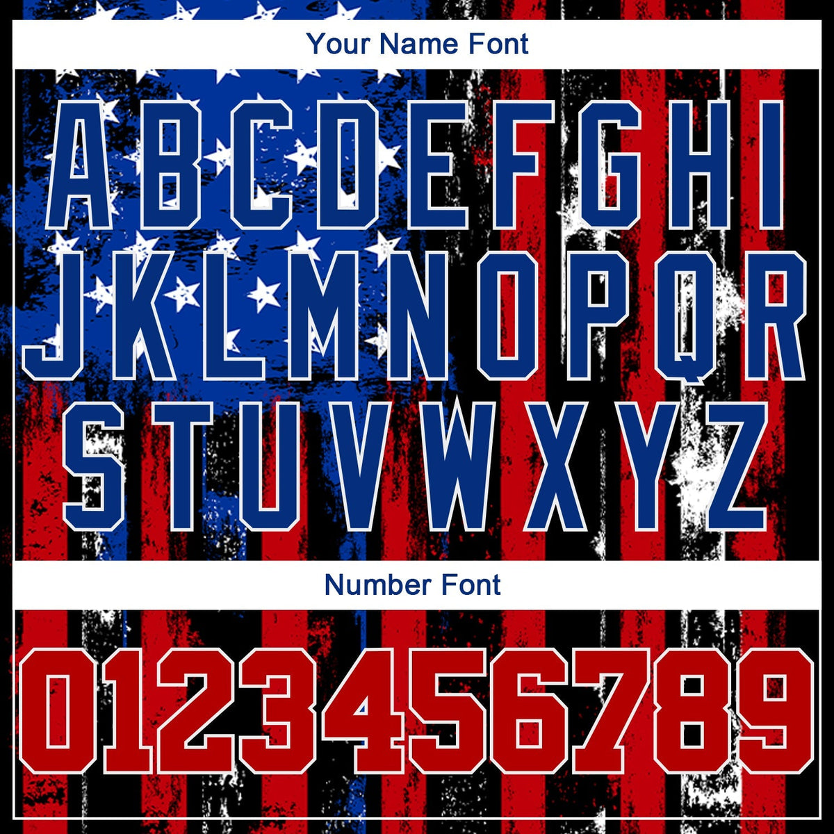 Custom Baseball Jersey - Black Red Royal-White 3D Distressed American Flag