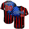 Custom Baseball Jersey - Black Red Royal-White 3D Distressed American Flag