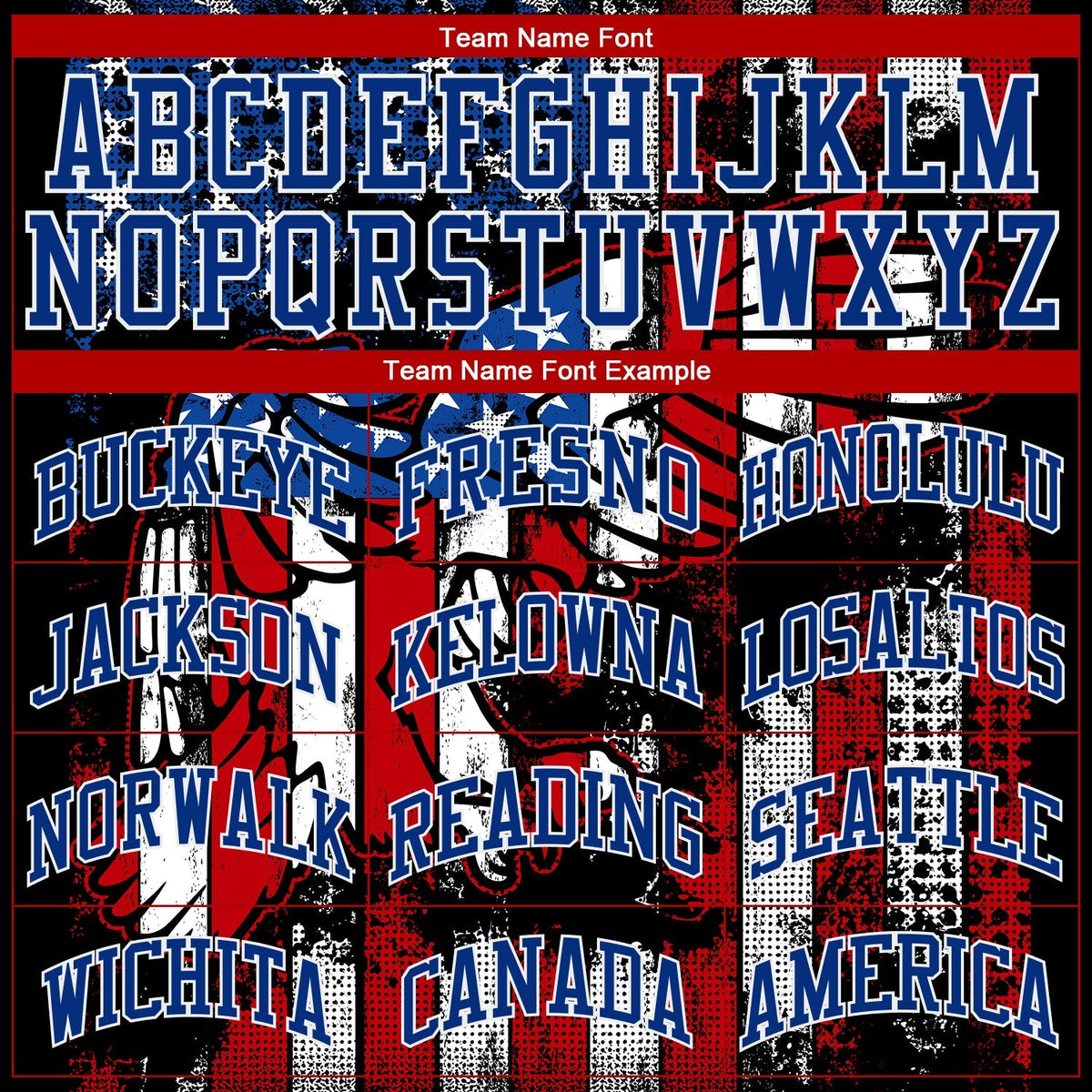 Custom Baseball Jersey - Black Red Royal-White 3D Eagle American Flag