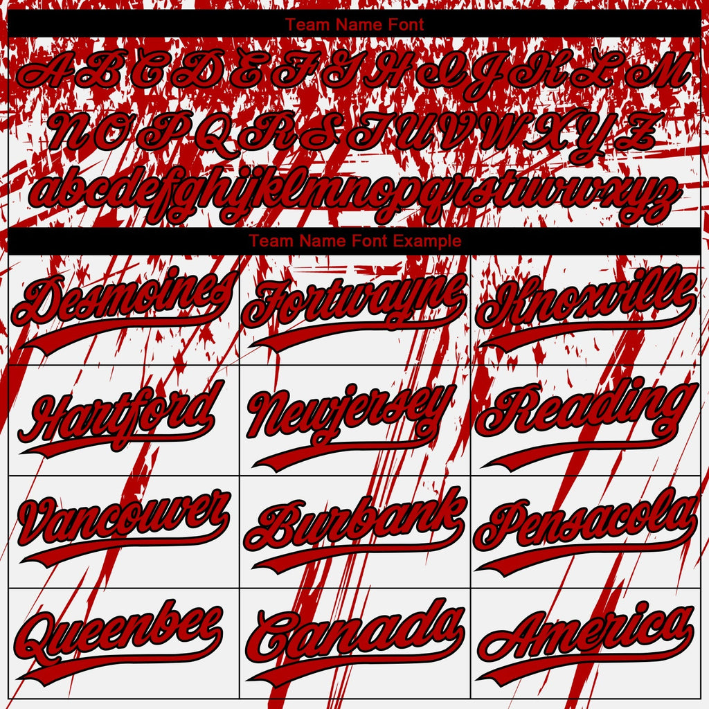 Custom Baseball Jersey - White Red-Black 3D Pattern Design