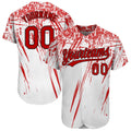 Custom Baseball Jersey - White Red-Black 3D Pattern Design