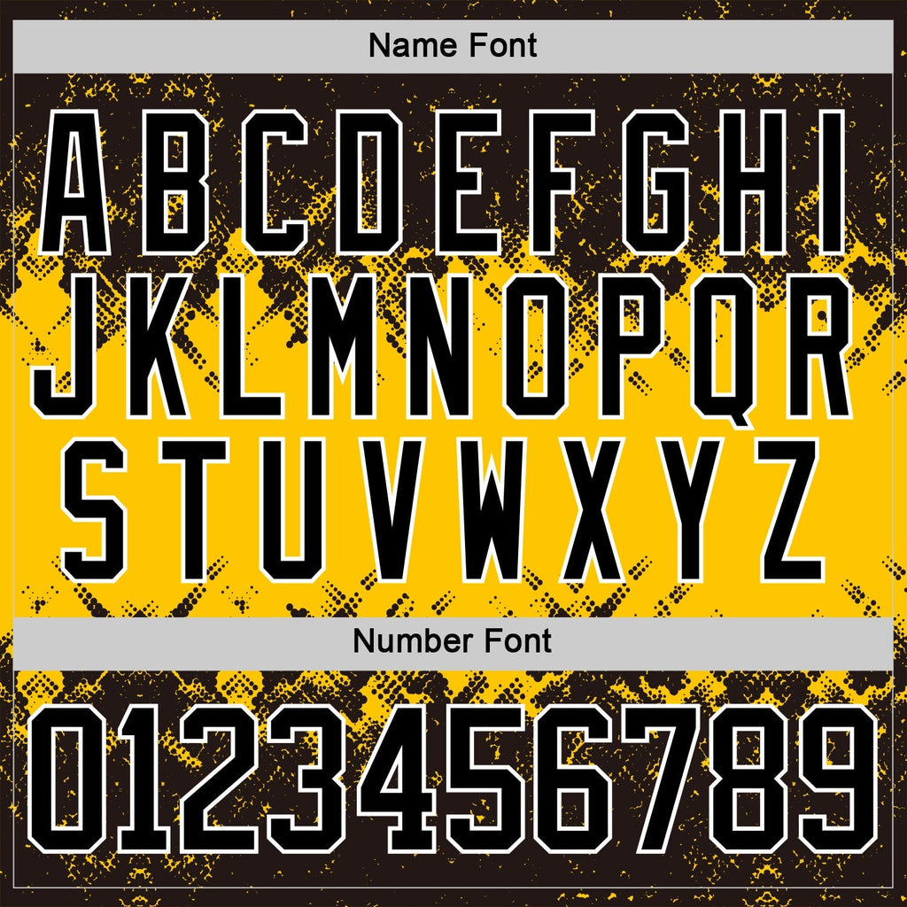 Custom Hockey Jersey - Black Yellow-White Abstract Splatter Paint Lace Neck
