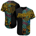 Custom Baseball Jersey - Black Gold 3D Pattern Design Bowling