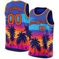 Custom Basketball Jersey - Royal Orange-Navy 3D Pattern Tropical Hawaii Palm Trees