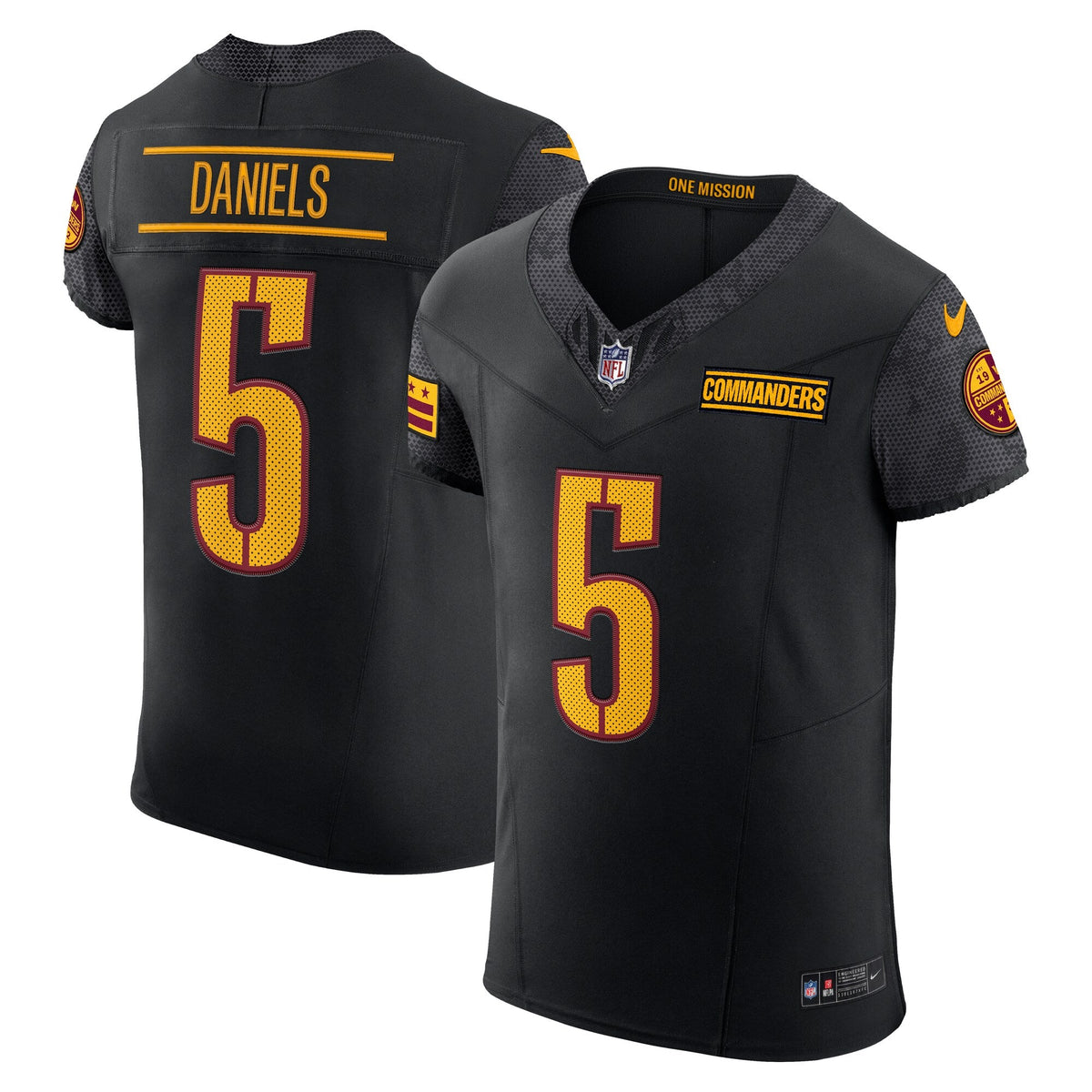 Washington Commanders Jayden Daniels Black Alternate Vapor F.U.S.E. Elite Football Jersey