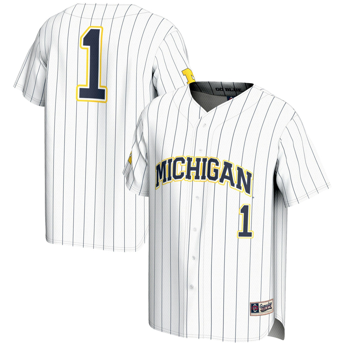 #1 Michigan Wolverines Lightweight Baseball Fashion Jersey - White