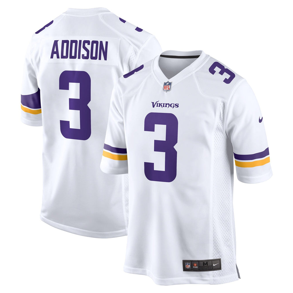 Minnesota Vikings Jordan Addison White Away Game Football Jersey
