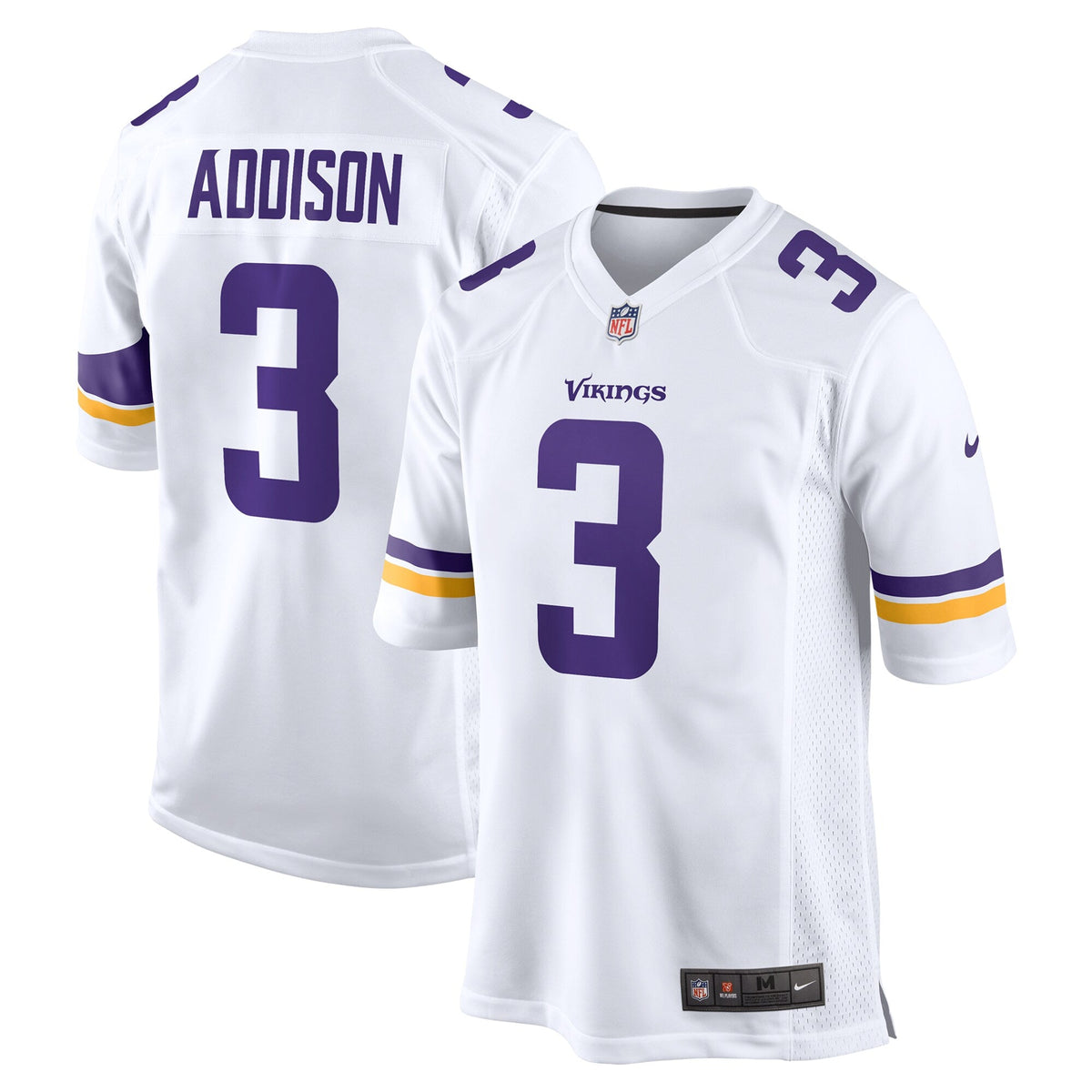 Minnesota Vikings Jordan Addison White Away Game Football Jersey