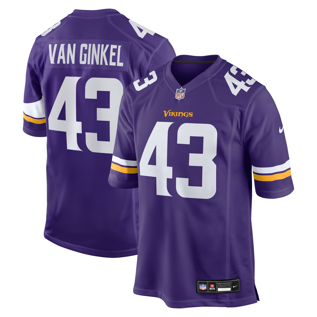 Minnesota Vikings Andrew Van Ginkel Purple Team Game Football Jersey