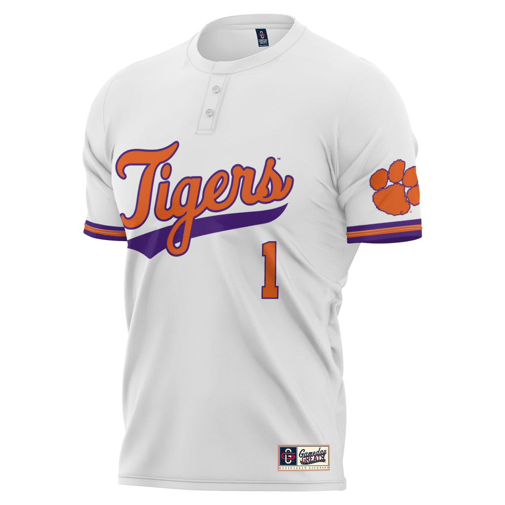 #1 Clemson Tigers Lightweight Softball Jersey - White