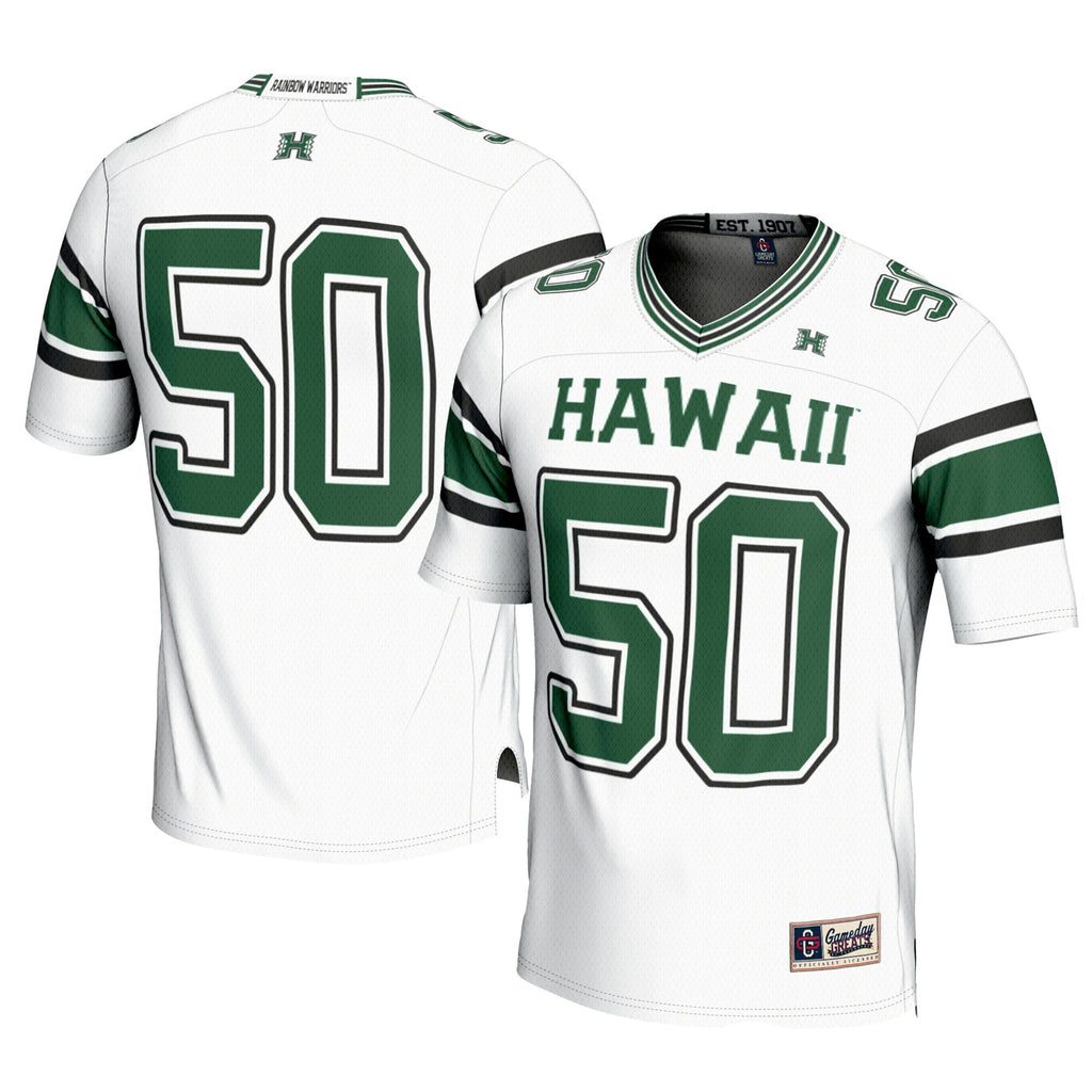 #1 White Hawaii Rainbow Warriors Football Jersey