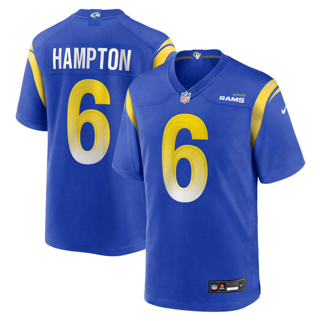 Los Angeles Rams Nick Hampton Royal Team Game Football Jersey