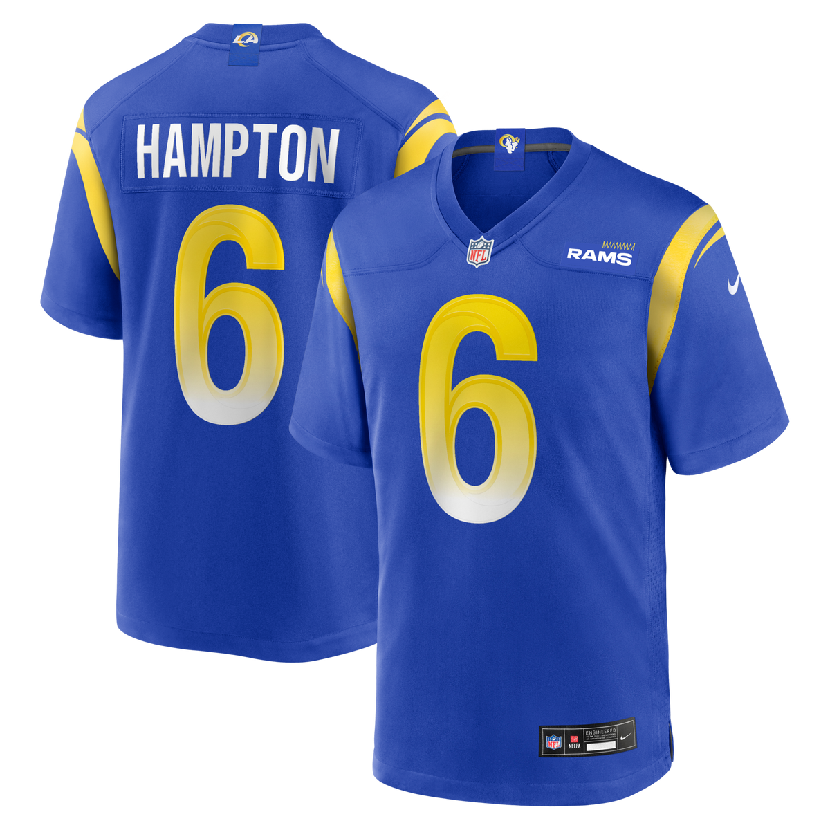 Los Angeles Rams Nick Hampton Royal Team Game Football Jersey