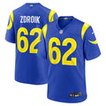 Los Angeles Rams Payton Zdroik Royal Game Football Jersey