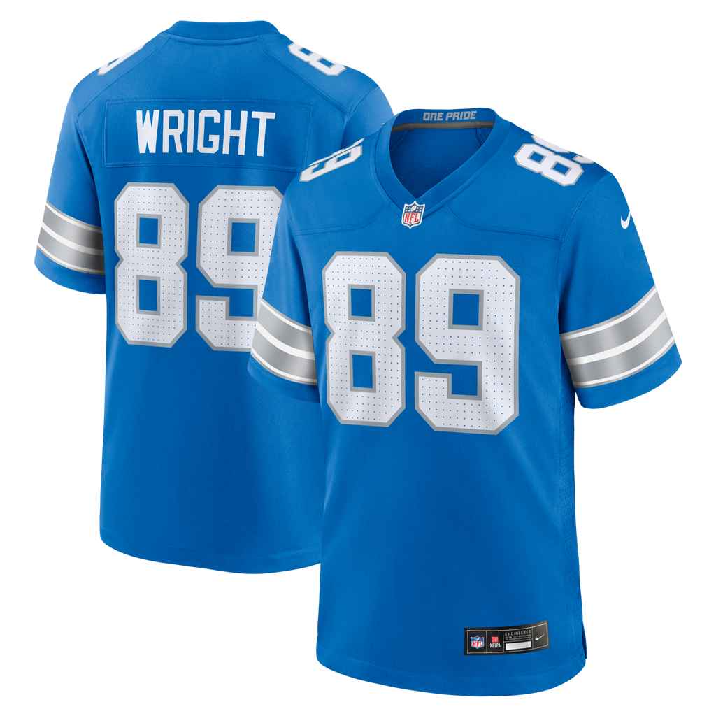 Detroit Lions Brock Wright Blue Team Game Football Jersey