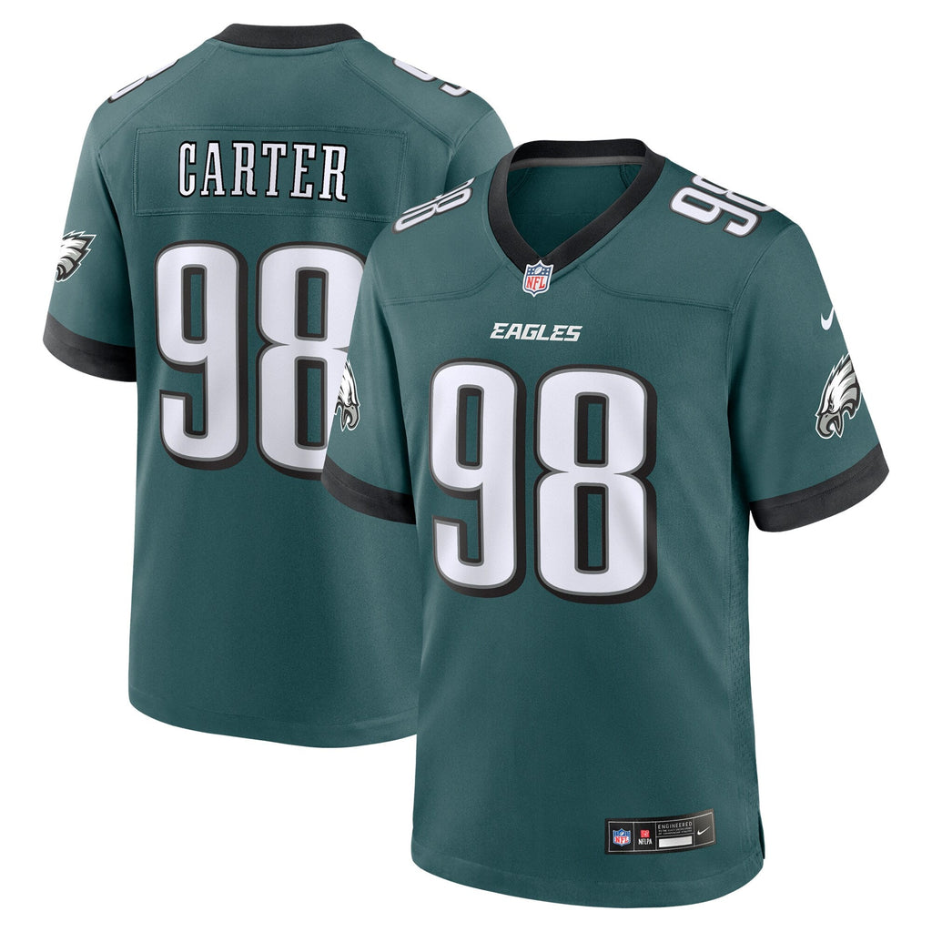Philadelphia Eagles Jalen Carter Midnight Green Team Game Football Jersey
