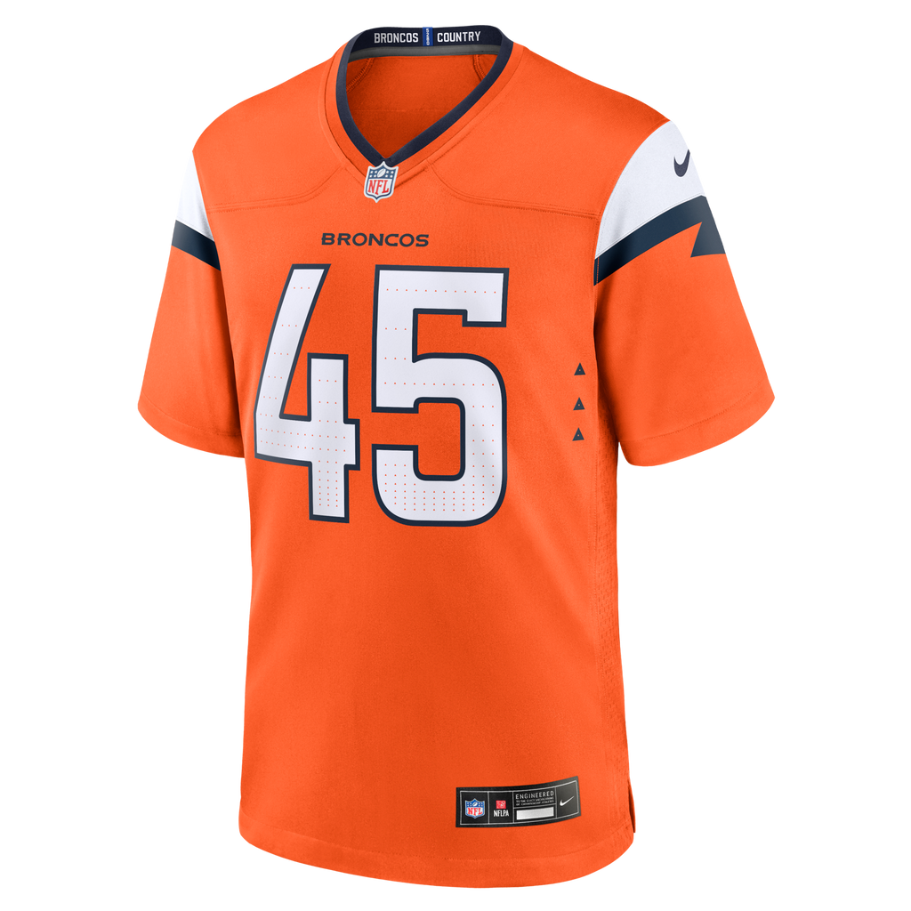 Denver Broncos Nate Adkins Orange Team Game Football Jersey