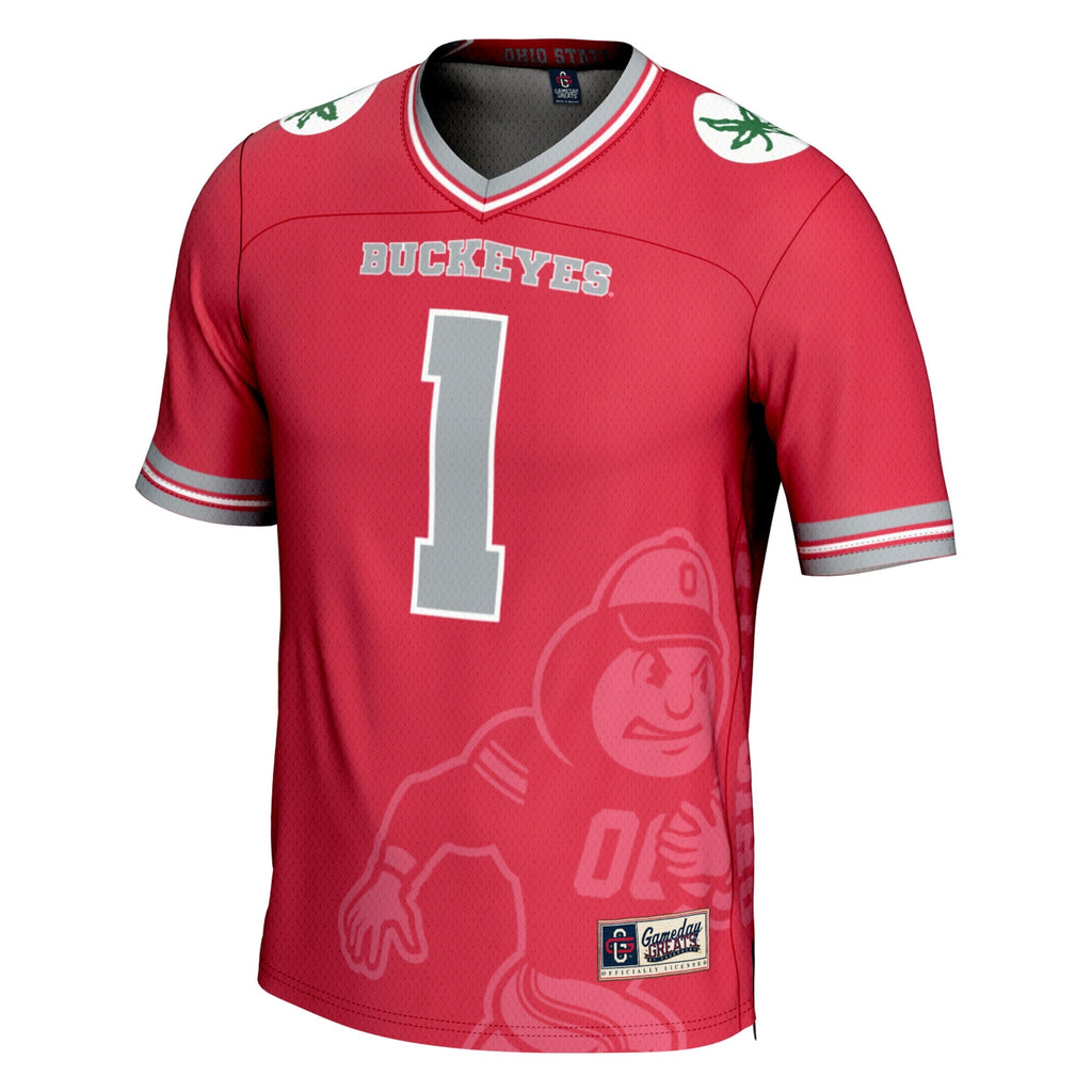#1 Scarlet Ohio State Buckeyes Icon Print Football Fashion Jersey