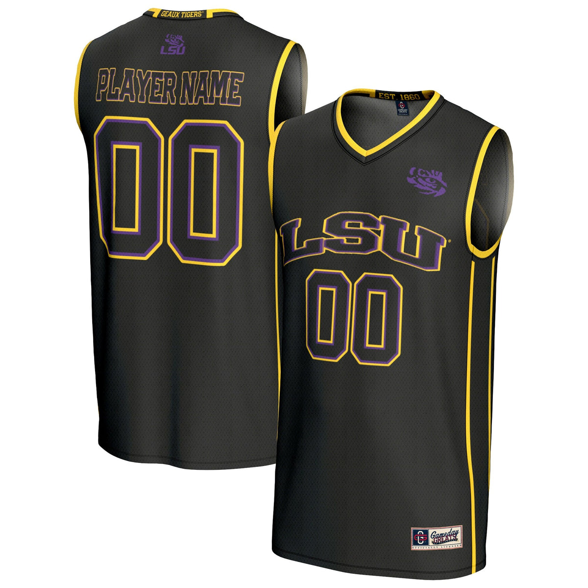 LSU Tigers Lightweight Collegiate Basketball NIL Pick-A-Player Fashion Jersey - Black