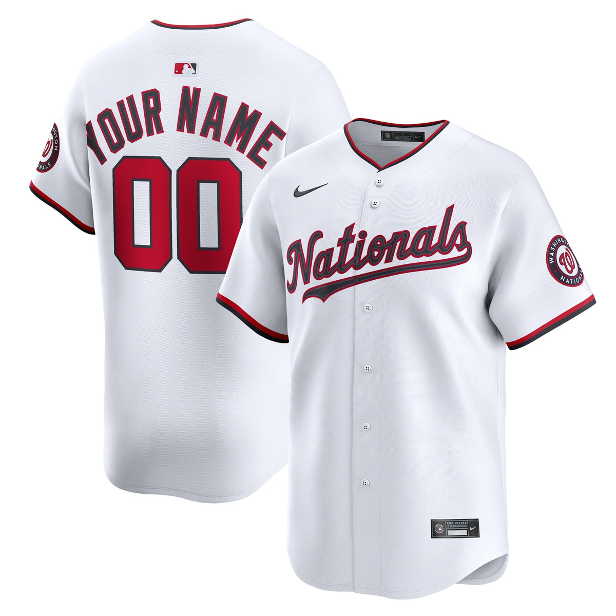 Washington Nationals White Home Limited Custom Baseball Jersey