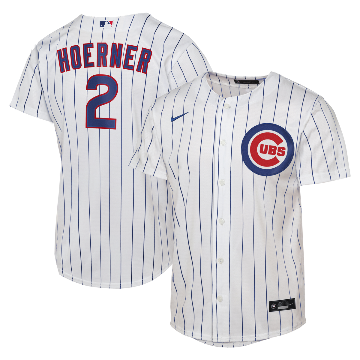 Male Chicago Cubs Nico Hoerner White Home Replica Baseball Jersey