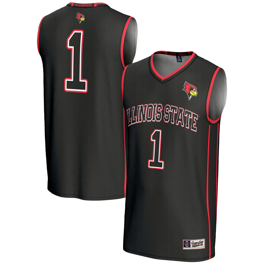 #1 Illinois State Redbirds Lightweight Basketball Jersey - Black