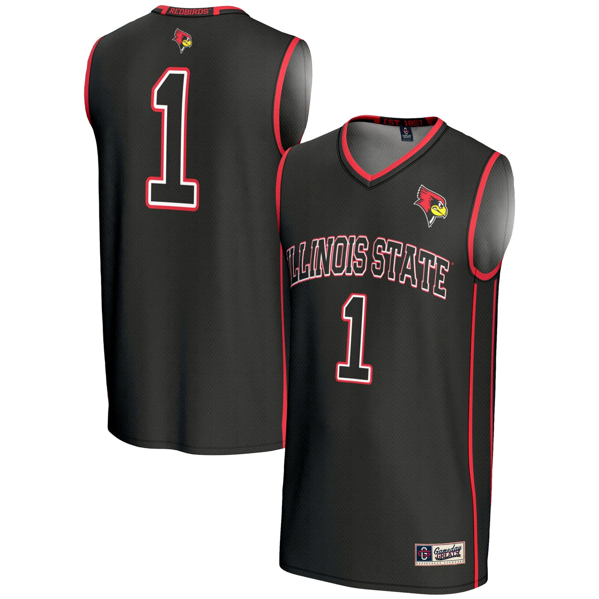 #1 Illinois State Redbirds Lightweight Basketball Jersey - Black