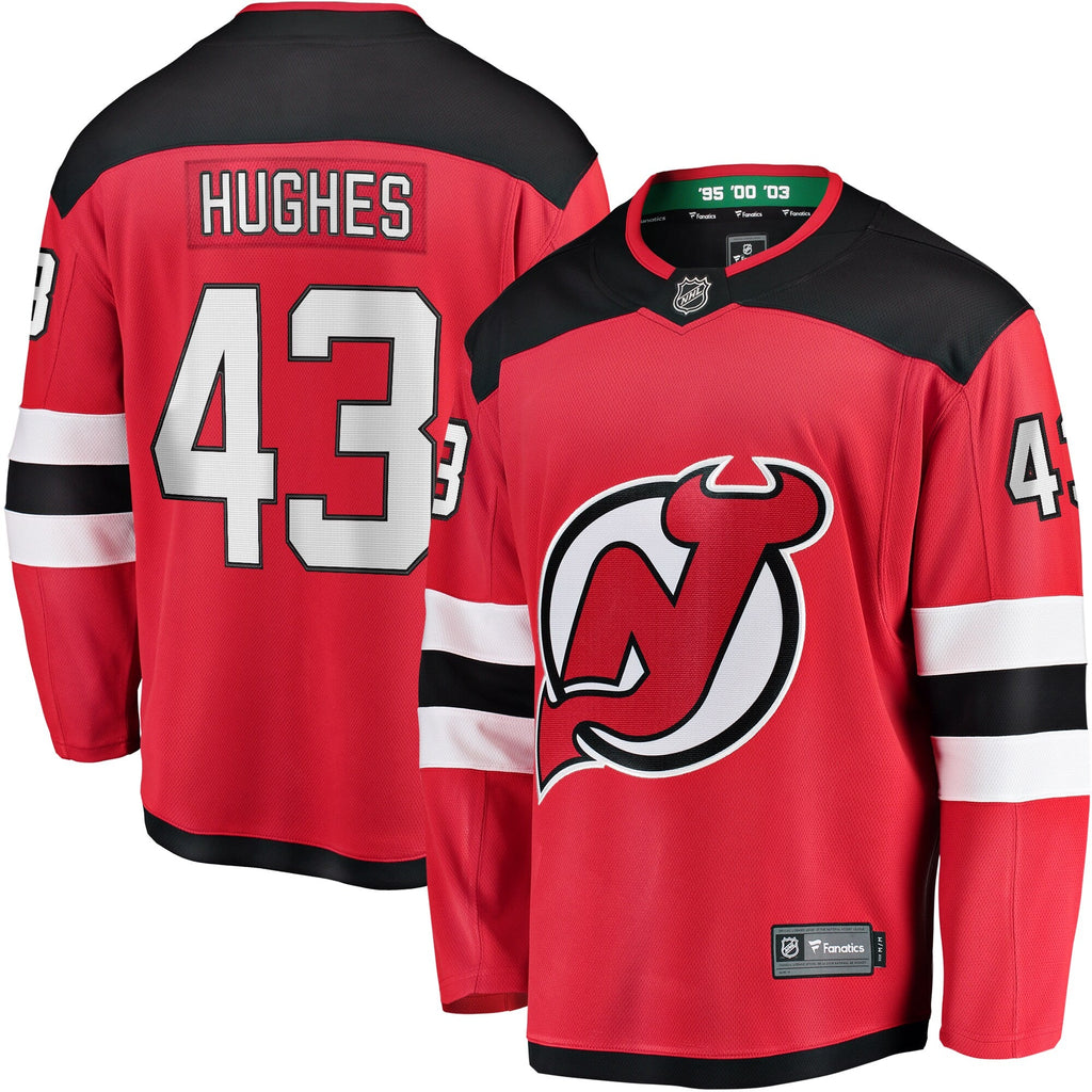 New Hockey Jersey Devils Luke Hughes Red Home Breakaway Player Jersey
