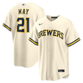 Milwaukee Brewers Dustin May Cream Home Replica Baseball Jersey