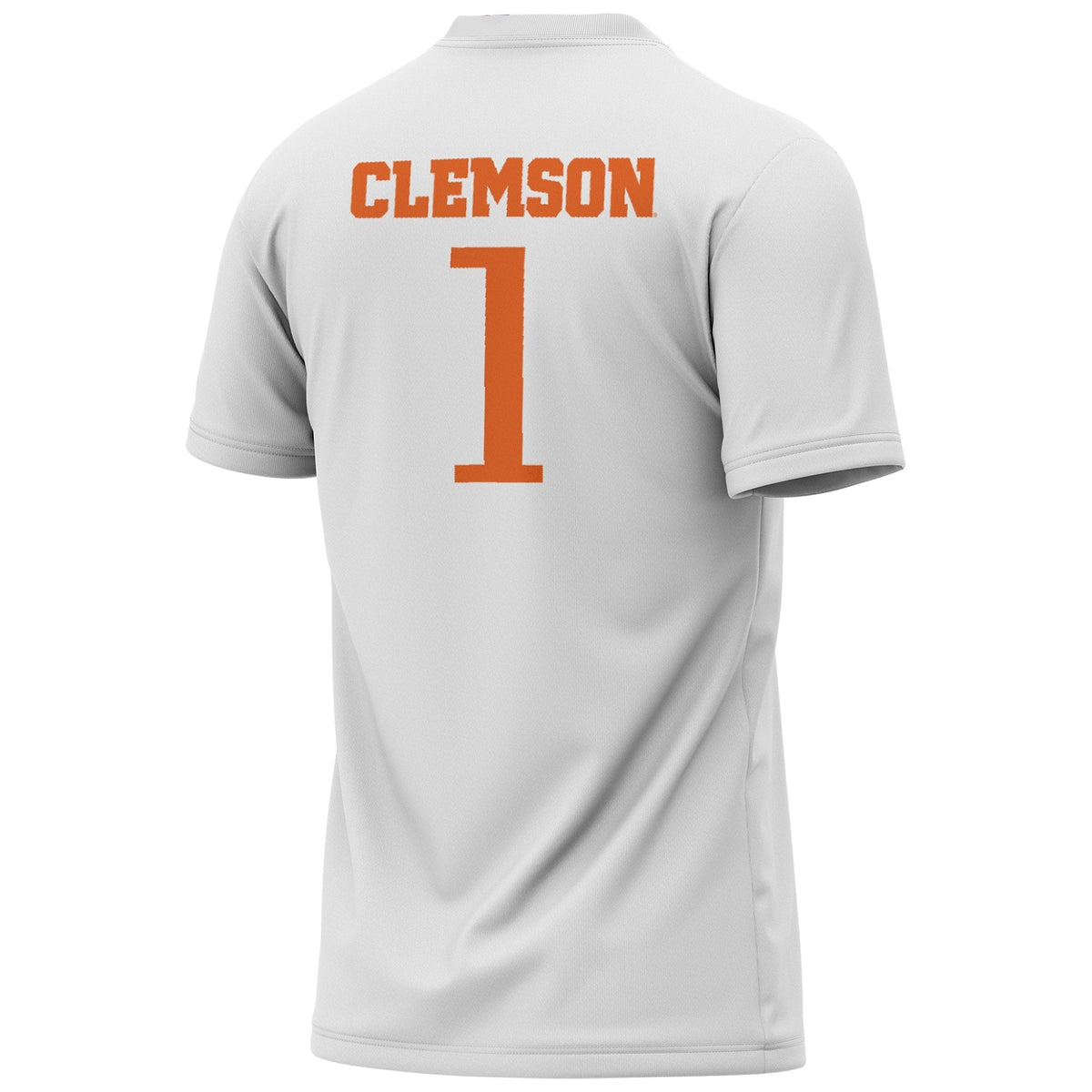 #1 White Clemson Tigers Lightweight Collegiate Soccer Fashion Jersey