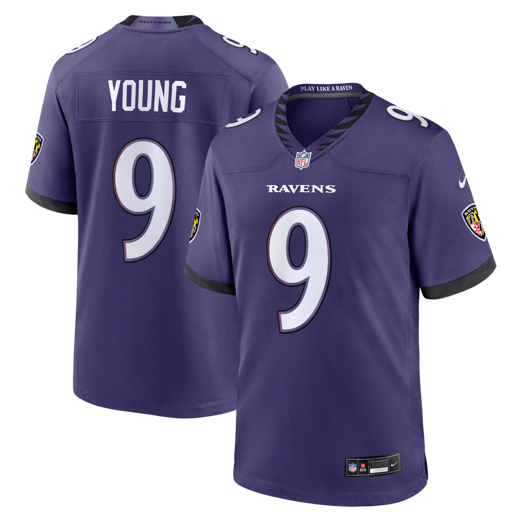 Baltimore Ravens Zion Young Purple Team Game Football Jersey