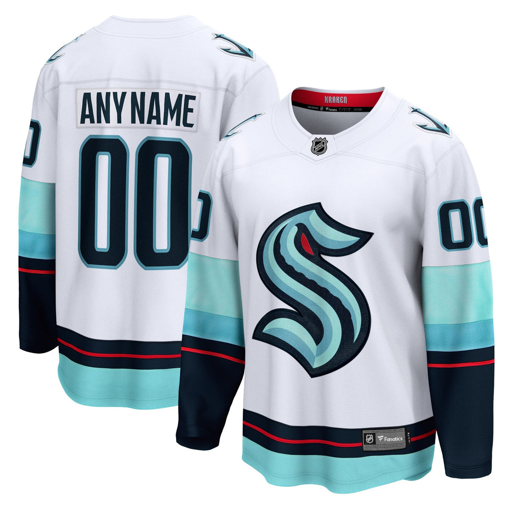Seattle Kraken White Away Breakaway Custom Hockey Jersey