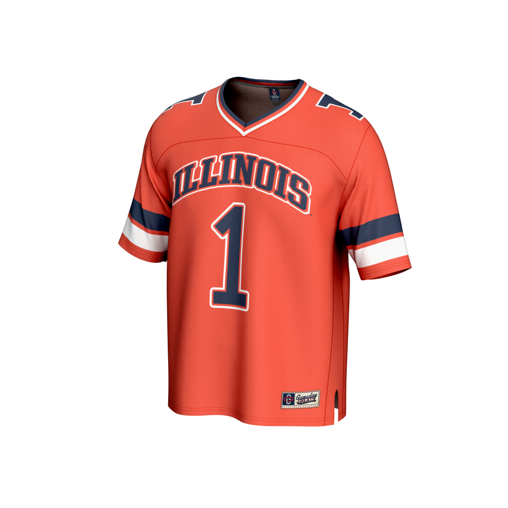 #1 Illinois Fighting Illini Collegiate Football Fashion Jersey - Orange