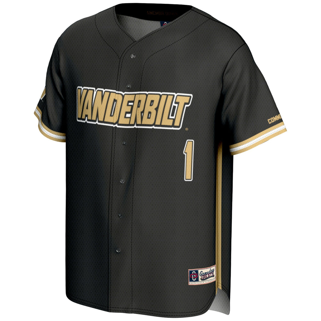 #1 Vanderbilt Commodores Lightweight Baseball Jersey - Black