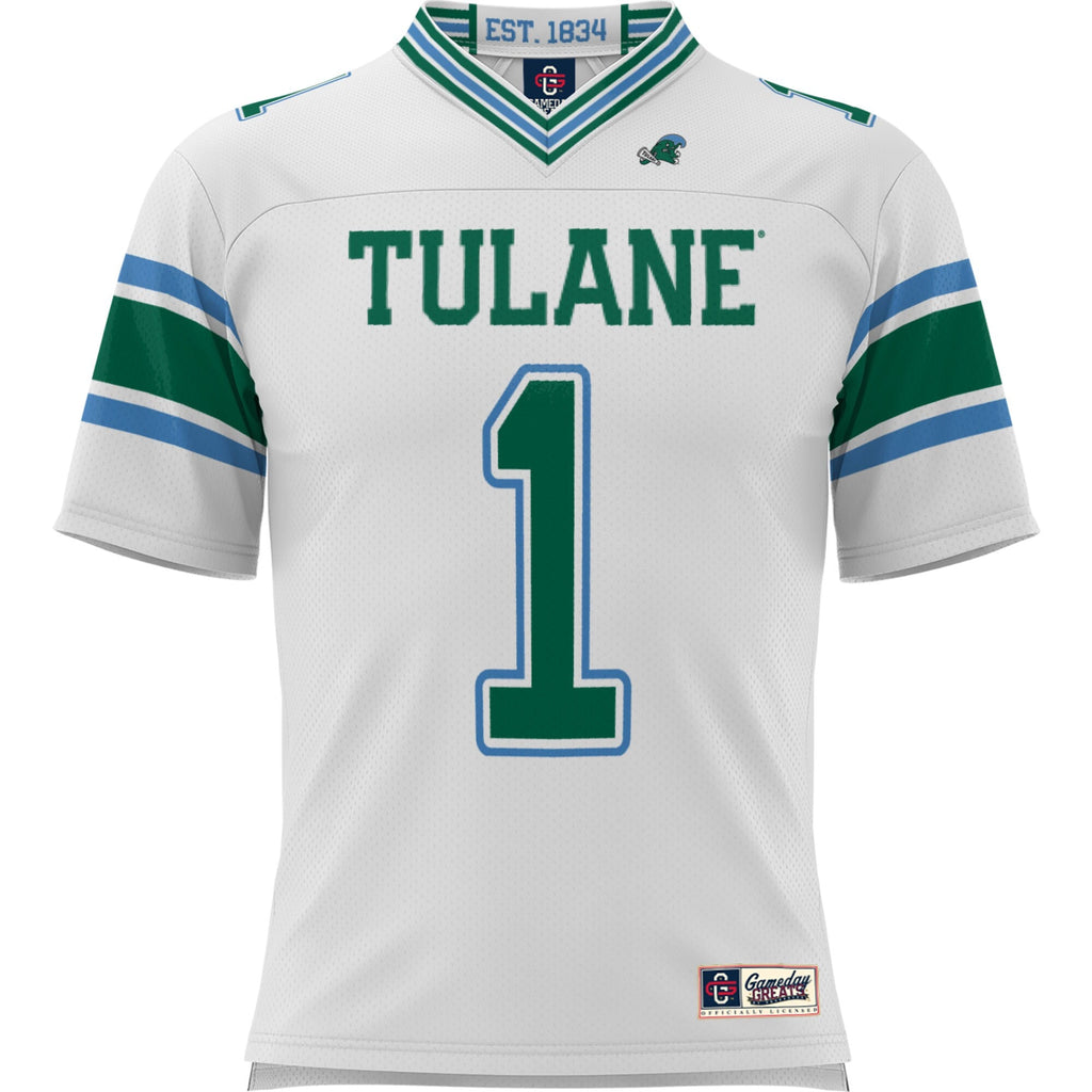#1 White Tulane Green Wave Football Jersey