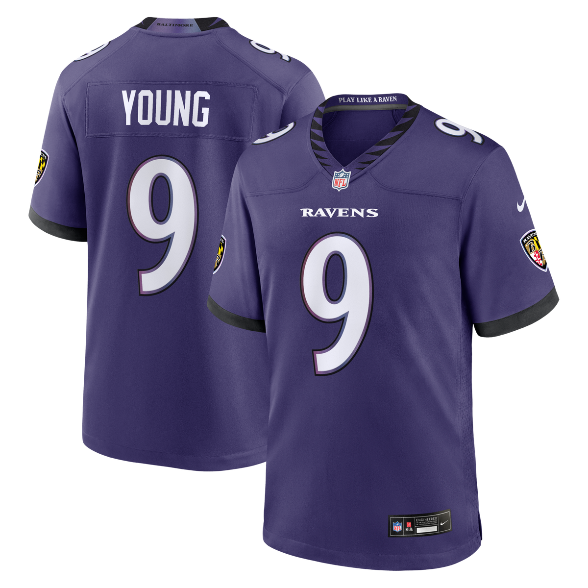 Baltimore Ravens Zion Young Purple Team Game Football Jersey