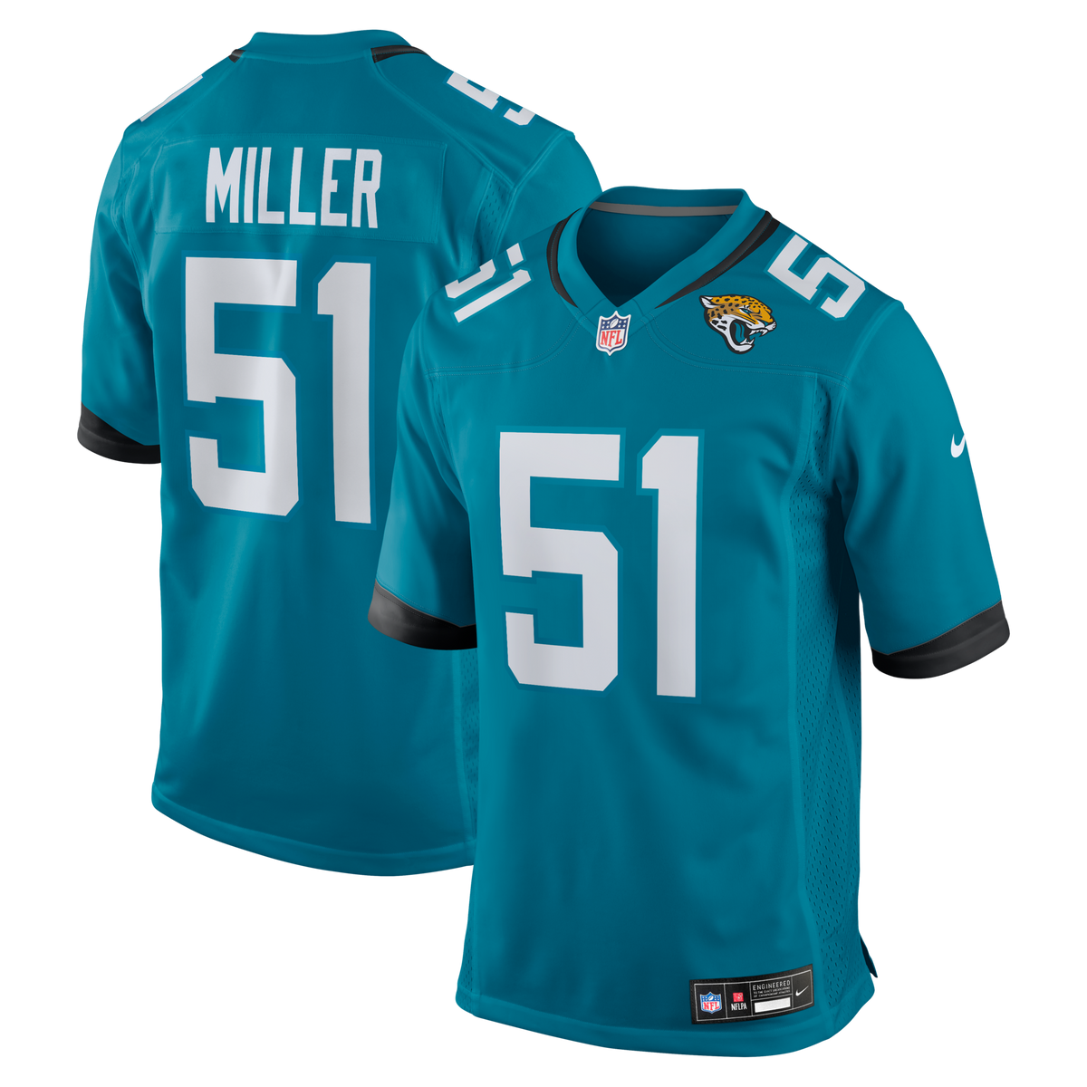 Jacksonville Jaguars Ventrell Miller Teal Game Football Jersey