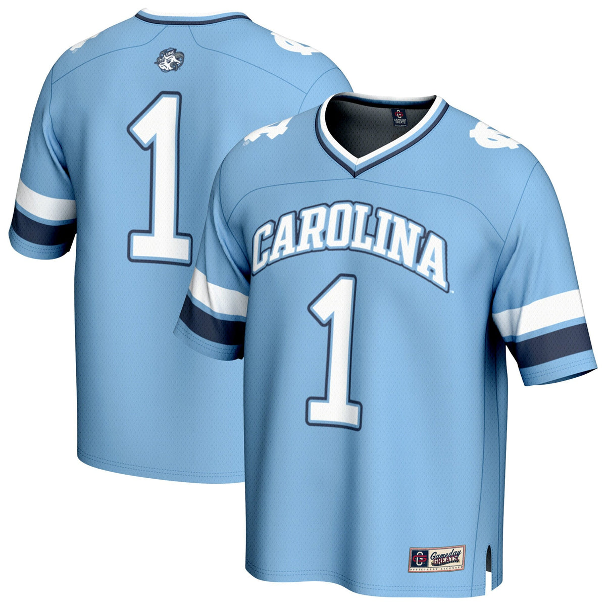 #1 North Carolina Tar Heels Lightweight Collegiate Football Fashion Jersey - Carolina Blue