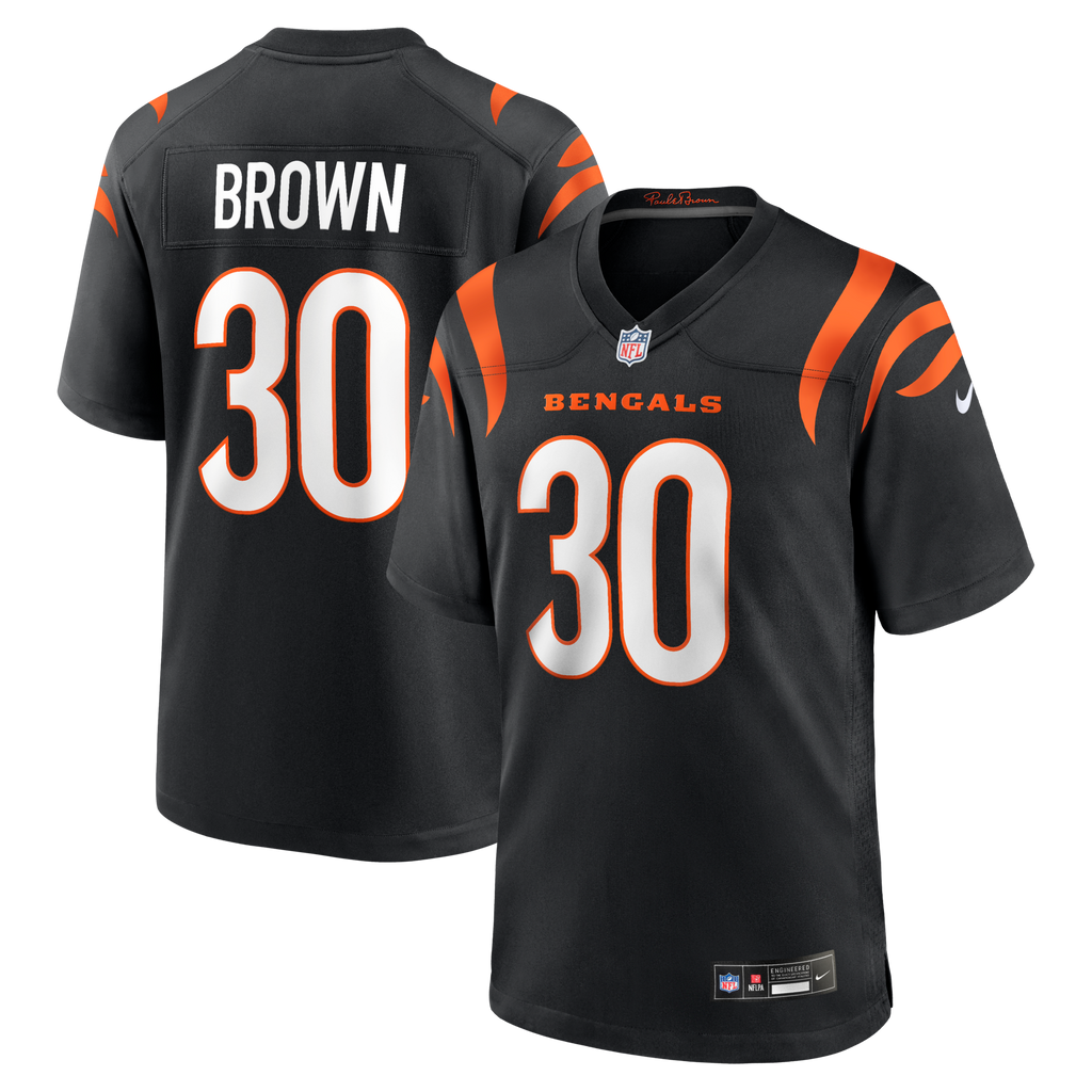 Cincinnati Bengals Chase Brown Black Team Game Football Jersey