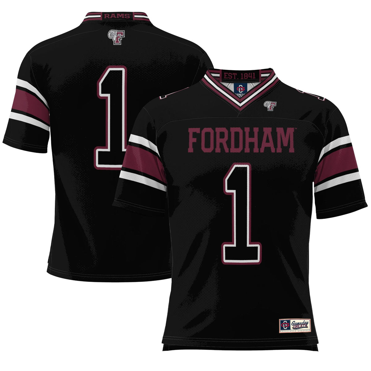 #1 Fordham Rams Endzone Football Jersey - Black