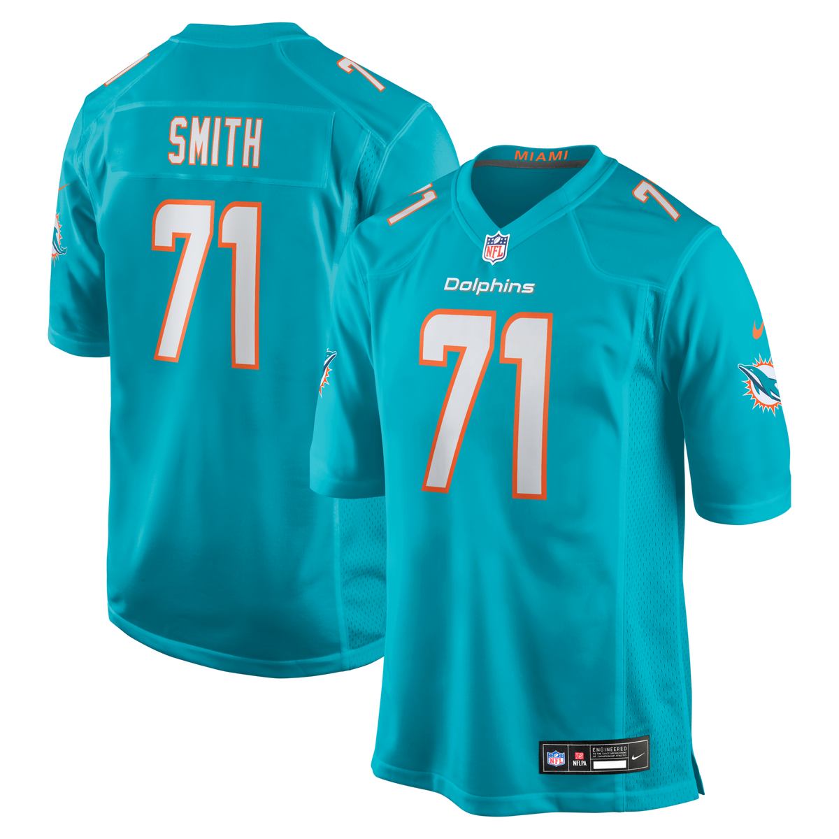 Miami Dolphins Kion Smith Aqua Game Football Jersey