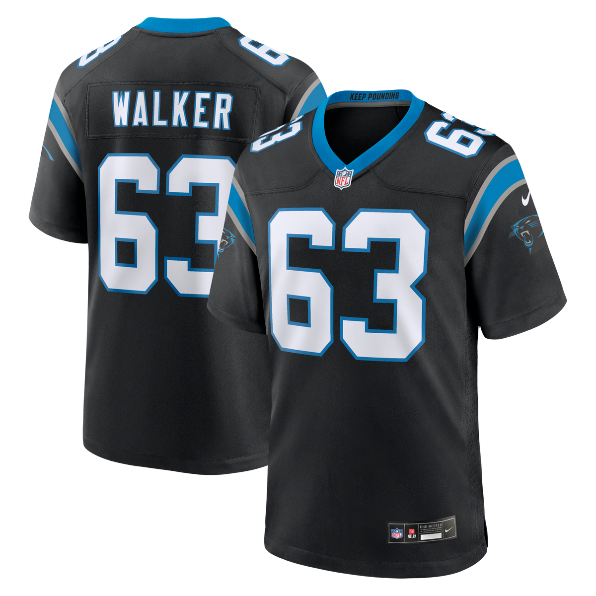 Carolina Panthers Rasheed Walker Black Team Game Football Jersey