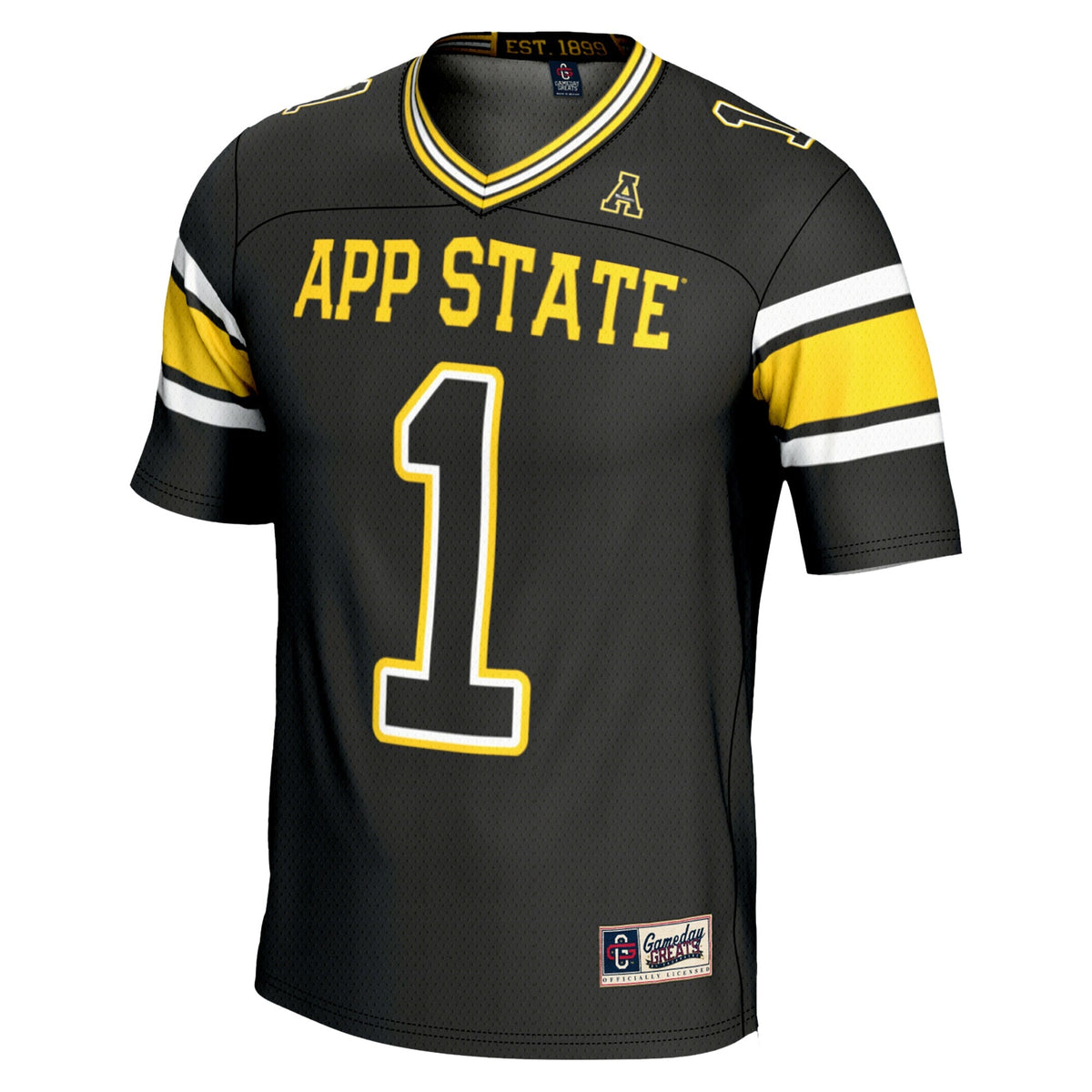 #1 Black Appalachian State Mountaineers Endzone Football Jersey