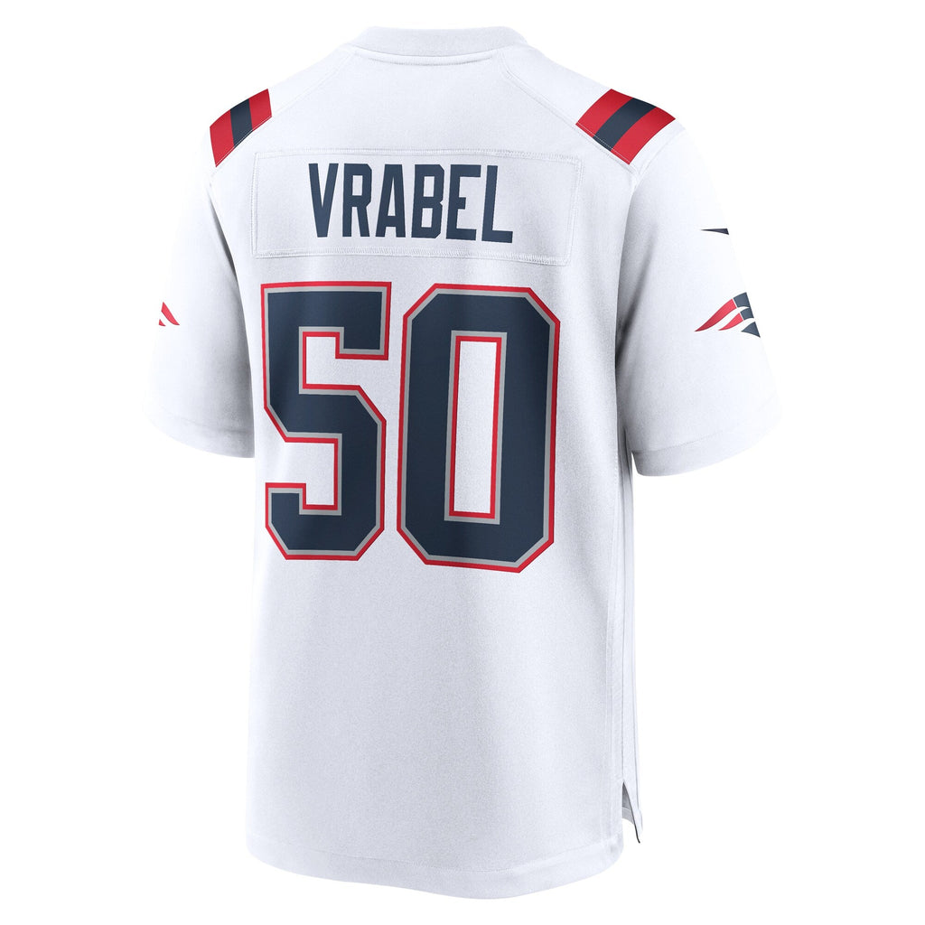 New England Patriots Mike Vrabel White Retired Player Game Football Jersey