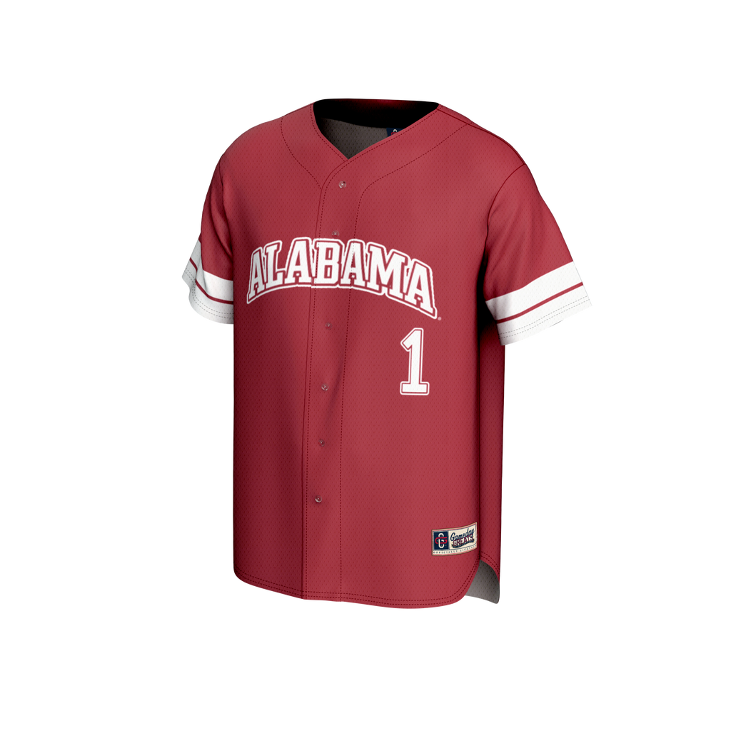 #1 Crimson Alabama Crimson Tide Lightweight Collegiate Baseball Fashion Jersey