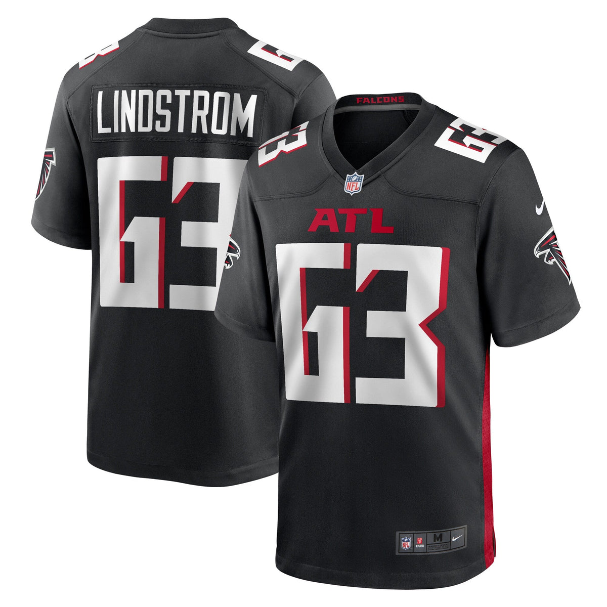 Atlanta Falcons Chris Lindstrom Black Team Game Football Jersey