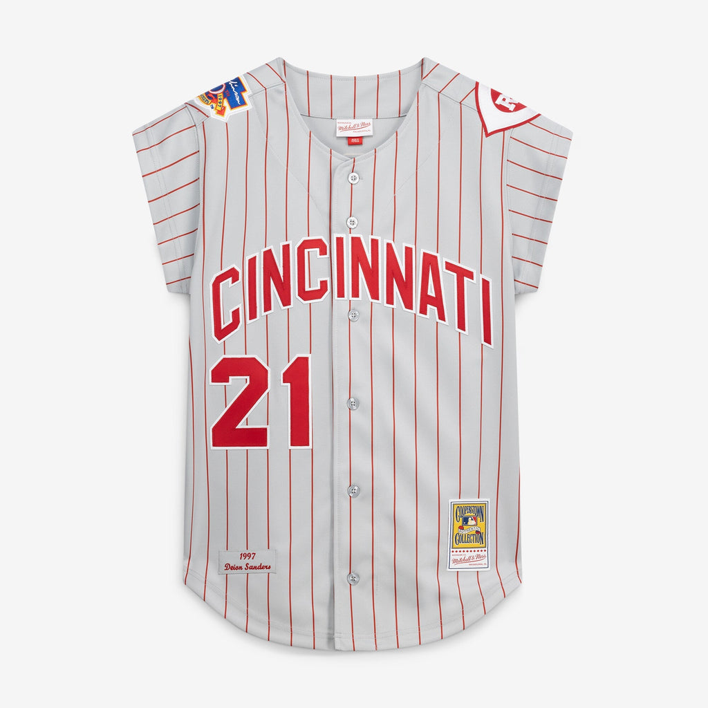 Cincinnati Reds Deion Sanders Gray 1997 Baseball Jersey