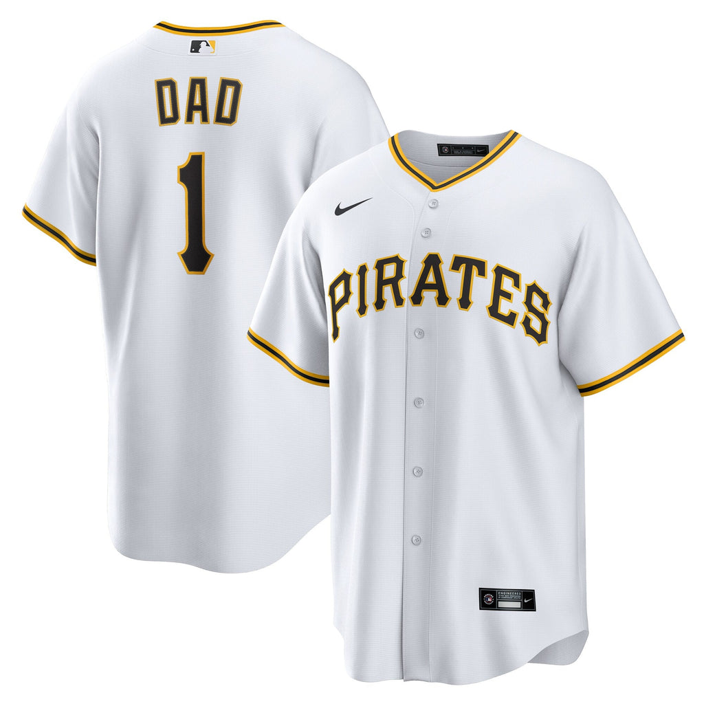 Pittsburgh Pirates White #1 Dad Home Replica Baseball Jersey