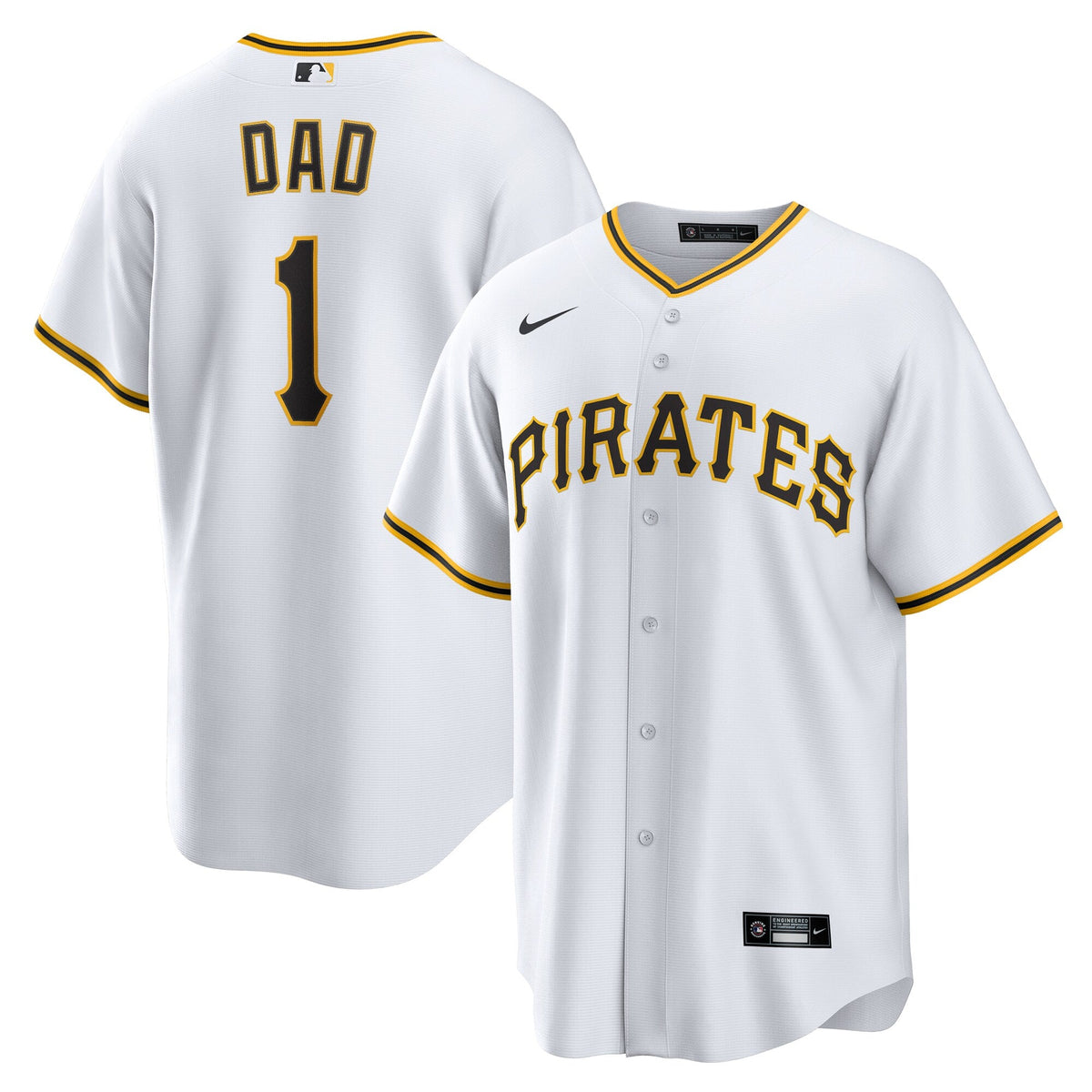 Pittsburgh Pirates White #1 Dad Home Replica Baseball Jersey